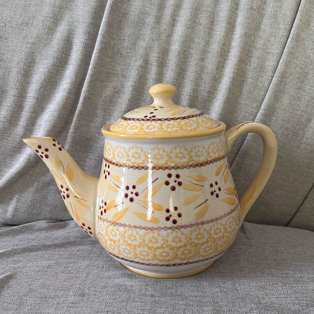 Tara by TempTations Yellow Floral Ceramic Teapot